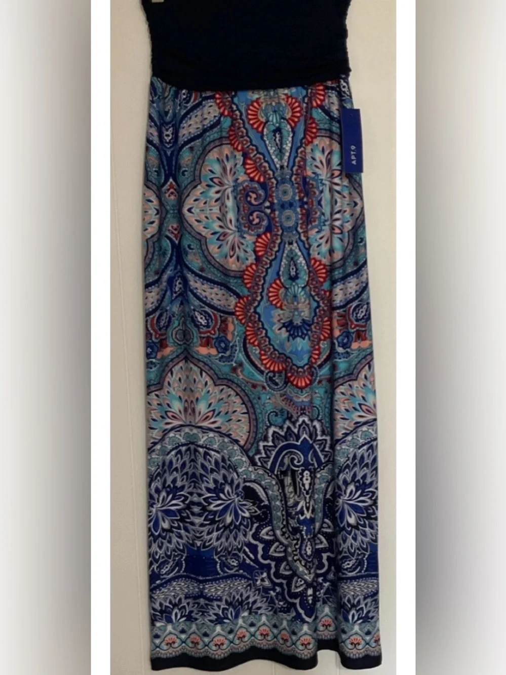 Apt. 9 Teal and Navy Paisley Maxi Skirt - Picture 1 of 4